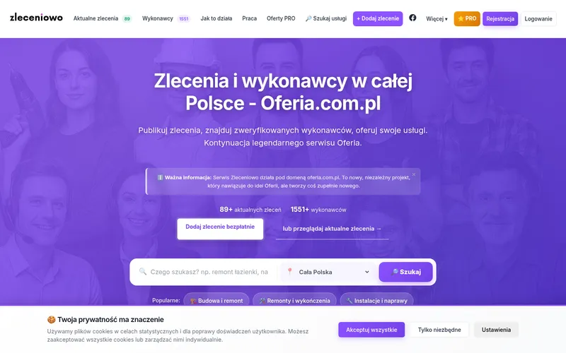 Strona Oferia: zrzut ekranu